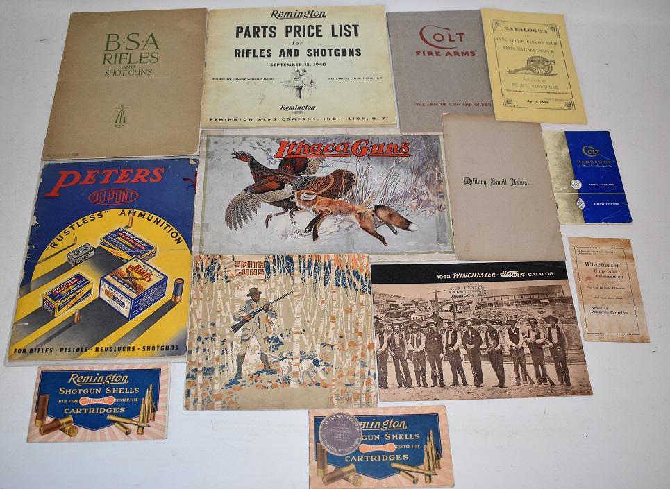 LOT (13) ASST. PAMPHLETS INCL. WINCHESTER, BSA, L.C.: LOT (13) ASST. PAMPHLETS INCL. WINCHESTER, BSA, L.C. SMITH, ITHACA, REMINGTON, PETERS, ETC. 19/20TH C.