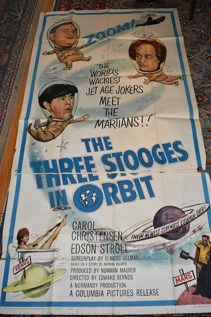 2 PART VINT. MOVIE POSTER "THE THREE STOOGES IN ORBIT" (1 of 9)