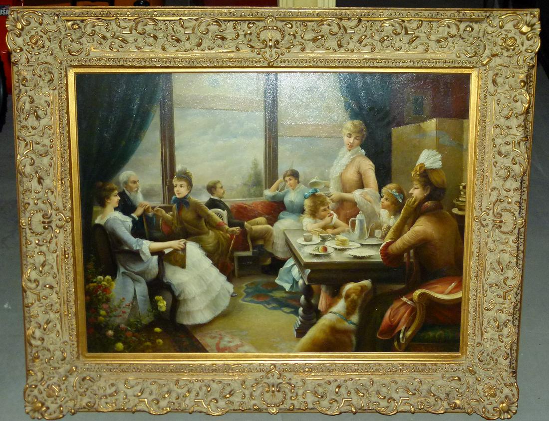 O/C AFTERNOON TEA, UNSIGNED, 20TH C. (1 of 7)