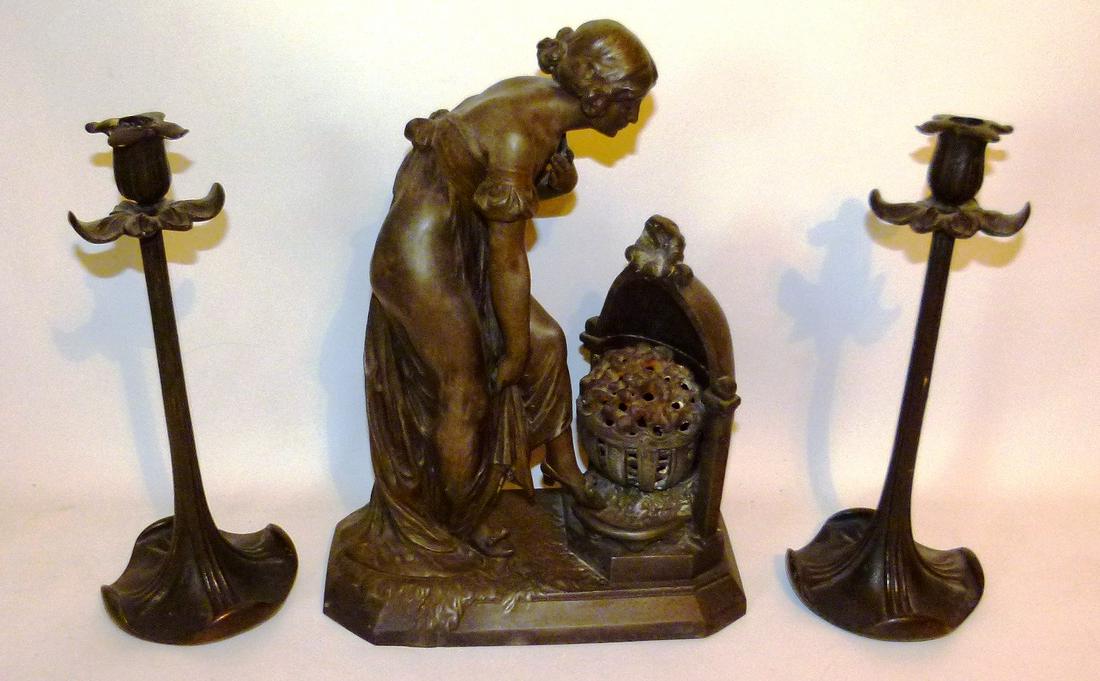 FR.CAST METAL FIGURAL LAMP W/  PARIS FOUNDRY MARK (1 of 15)