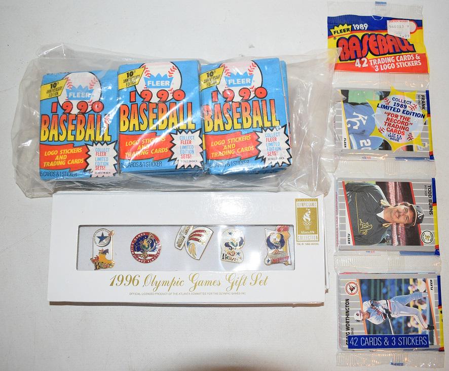 LOT (3) INCL. 1990 FLEER UNOPENED WAX PACKS (1 of 8)