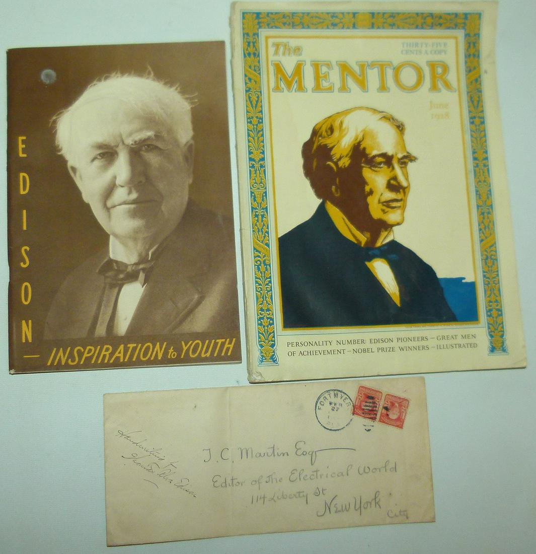 THOMAS ALVA EDISON HANDWRITTEN ENVELOPE/PAPERS (1 of 13)