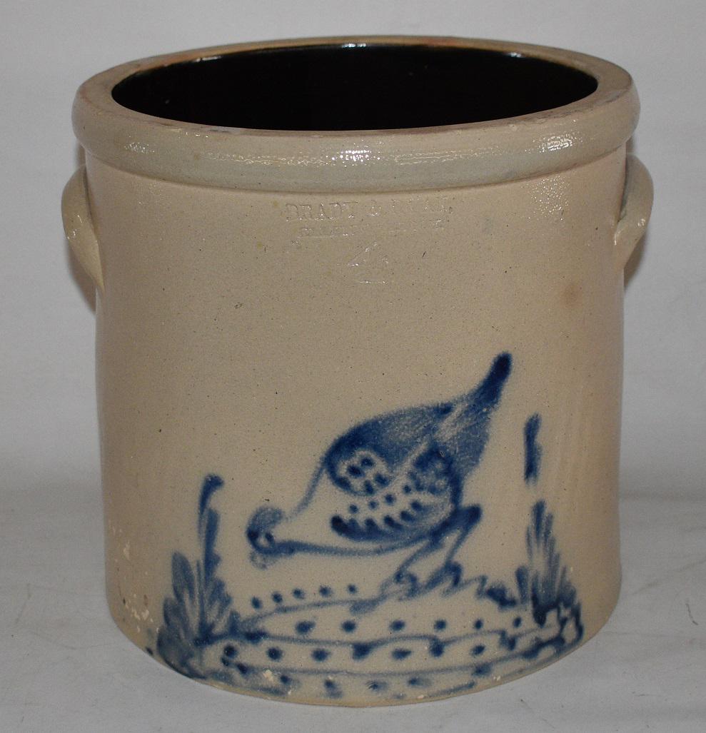 4 GAL. BRADY & RYAN SALTGLAZED STONEWARE CROCK (1 of 10)