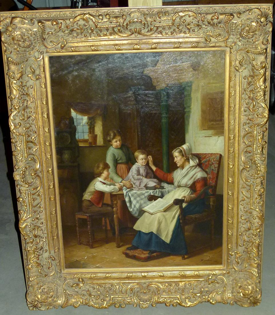 O/C GENRE SCENE SIGNED ILLEDG., 20TH C. (1 of 7)