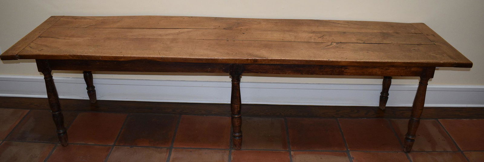 SPANISH COLONIAL FRUITWOOD HARVEST TRESTLE TABLE (1 of 9)