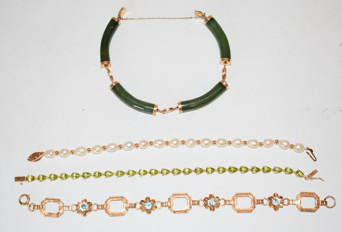 DECO/MODERN 14KT YELLOW GOLD BRACELETS INCL. JADE (1 of 13)