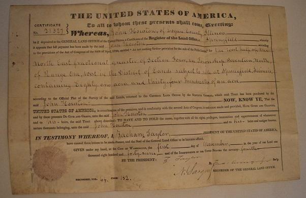 VELLUM DOC. SIGNED Z. TAYLOR (ZACHARY) PRESIDENT US (1 of 7)
