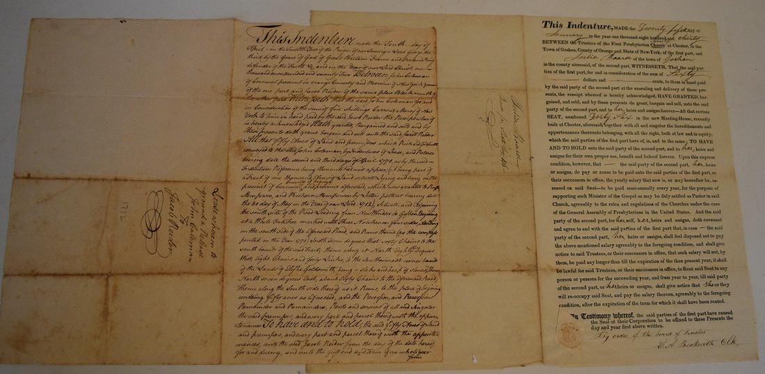 (2) EARLY INDENTURES INCL. GOSHEN, NY, C. 1772/1794 (1 of 13)