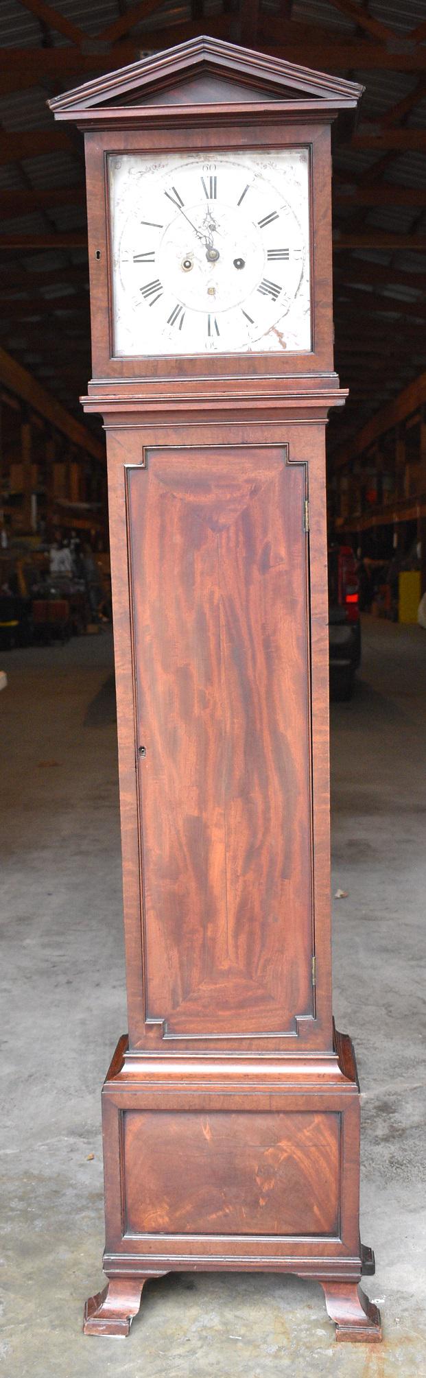 GEO. III MAHOGANY TALL CASE CLOCK W/ BRASS WORKS (1 of 18)