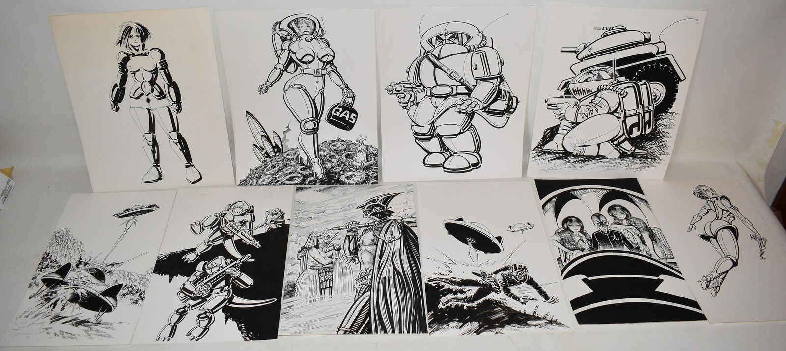 LOT (10) ORIGINAL P/I COMIC ILLUS. "ALIEN WORLD" (1 of 13)