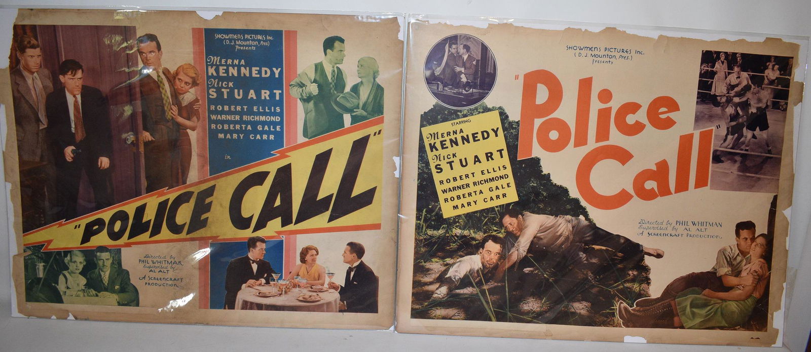 LOT (2) VINTAGE MOVIE POSTERS POLICE CALL, C. 1930 (1 of 11)