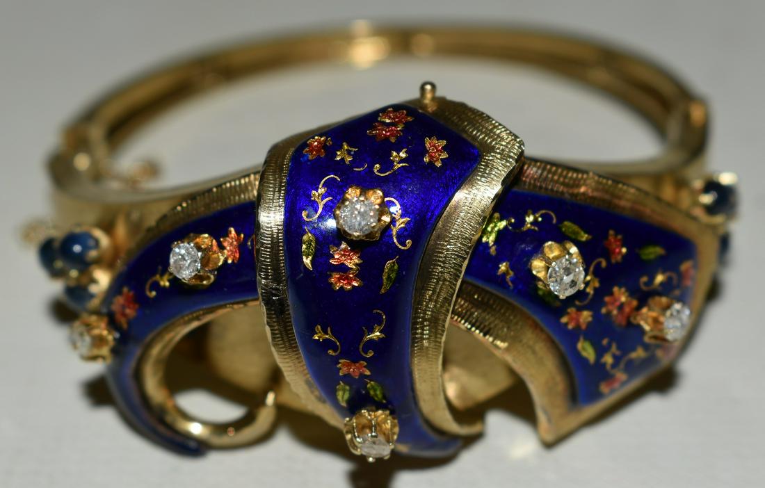 DIAMOND/SAPPHIRE/ENAMELED 18KT GOLD BRACELET (1 of 11)