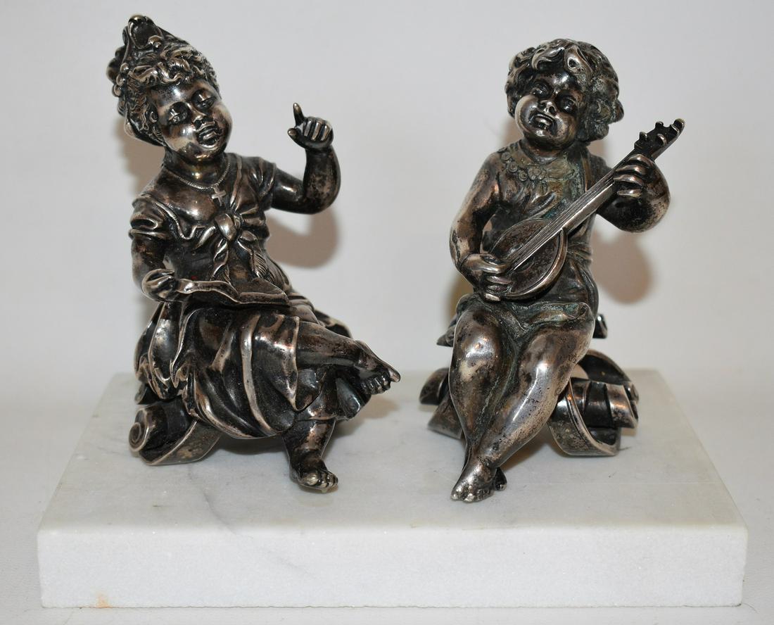 SET (2) VICTORIAN SILVER/BRONZE FIGURAL ORNAMENTS (1 of 9)