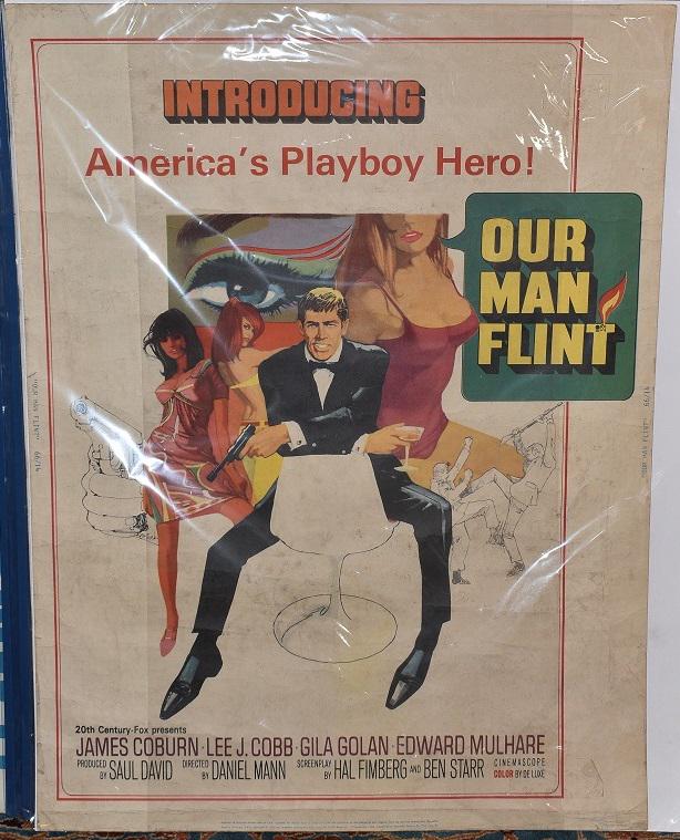 VINTAGE "OUR MAN FLINT" MOVIE POSTER, 1966: VINTAGE "OUR MAN FLINT" MOVIE POSTER, 1966 40" X 30"
