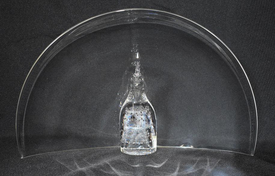 STEUBEN ART GLASS BUBBLE TRAPPED PEACOCK, 20TH C. (1 of 10)