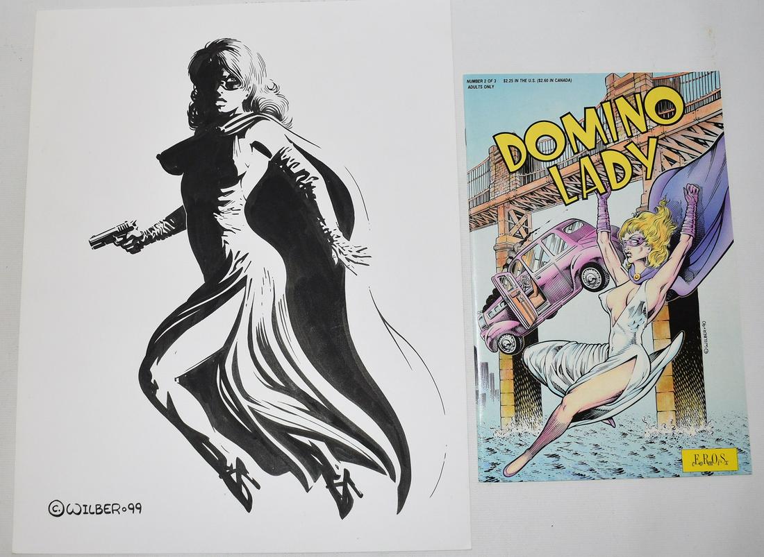 LOT (2) ORIGINAL P/I COMIC ILLUS. DOMINO LADY (1 of 12)