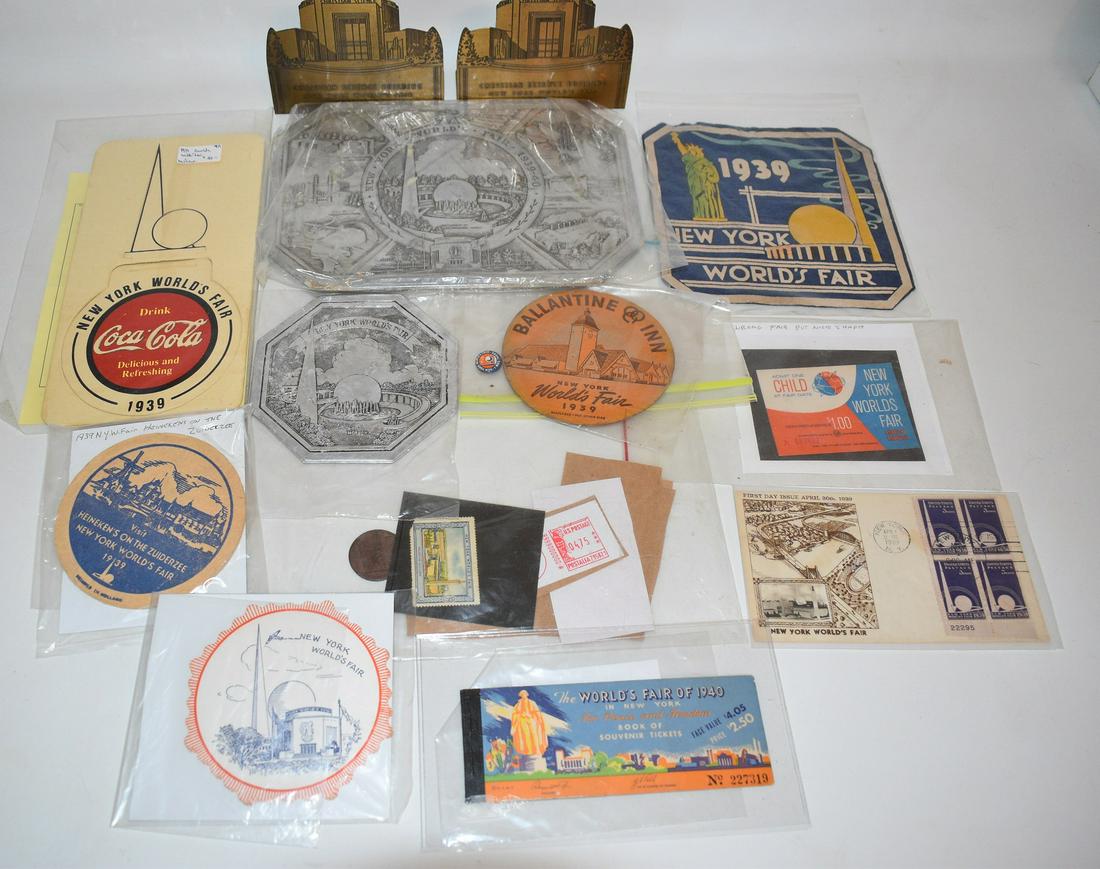 LOT ASST. WORLDS FAIR ITEMS INCL. TICKETS, PATCH (1 of 8)