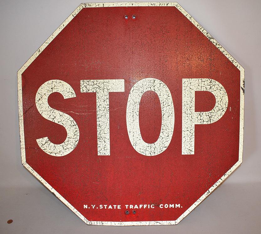 VINTAGE REFLECTOR "STOP" SIGN, C. 1950 (1 of 4)