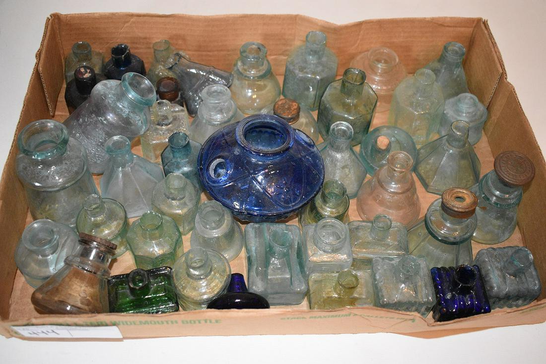 LARGE LOT ASSORTED EARLY INK WELLS, 19/20TH C. (1 of 12)