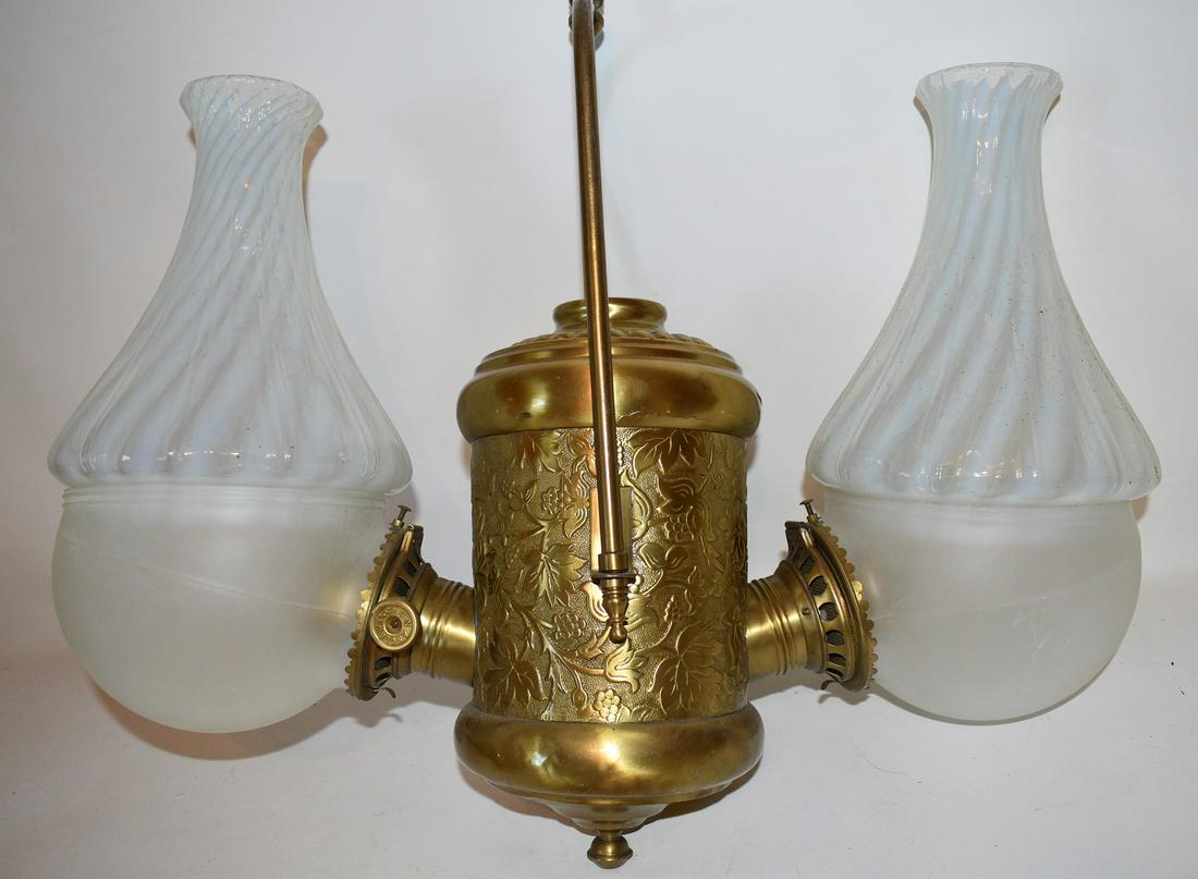 VICTORIAN DOUBLE BURNER ANGLE LAMP, 19TH (1 of 7)