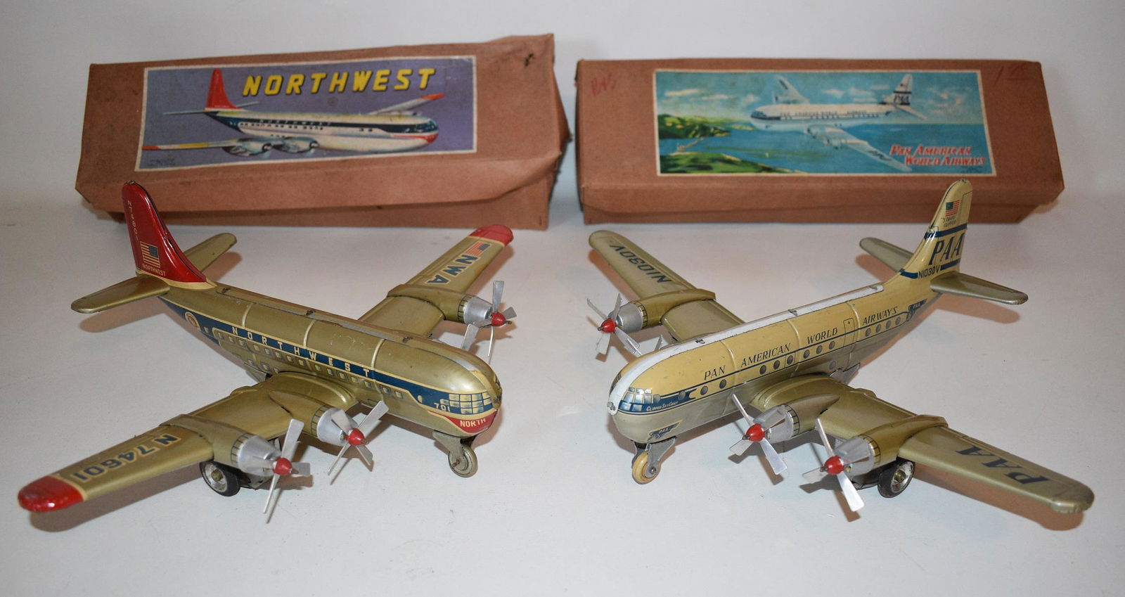LOT (2) JAPANESE FRICTION LITHO TIN AIRPLANES (1 of 16)