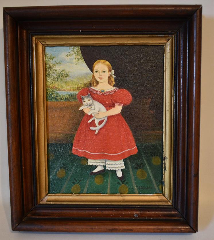 O/C LUCINDA & TABBY SIGNED A.L. GEDDES (ALICE ): O/C LUCINDA & TABBY SIGNED A.L. GEDDES (ALICE ) 10" X 8"
