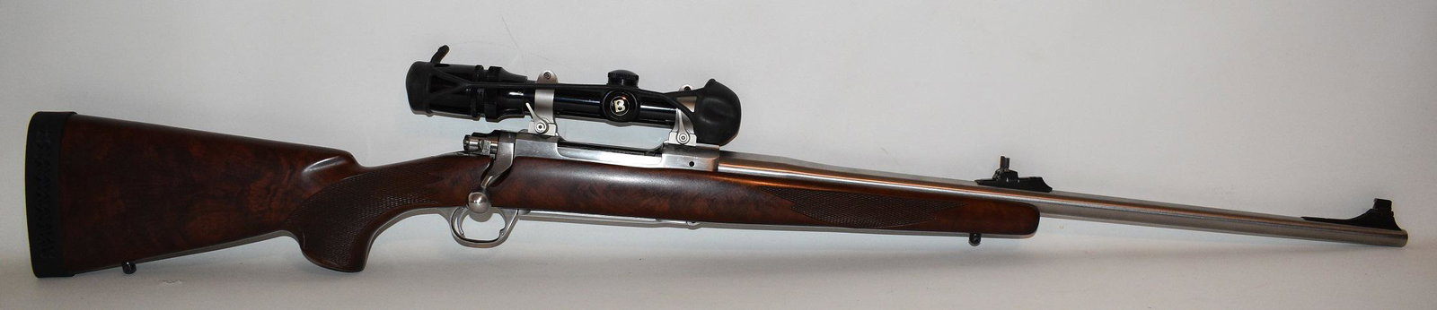 RUGER MKII 338 WIN-MAG BOLT ACTION RIFLE W/ BUSHNELL: RUGER MKII 338 WIN-MAG BOLT ACTION RIFLE W/ BUSHNELL 1.5/4.5 X SCOPE (CUSTOM BELL & CARLSON STOCK), SER. #78096033, BBL. 24" ***NICS CHECK REQUIRED