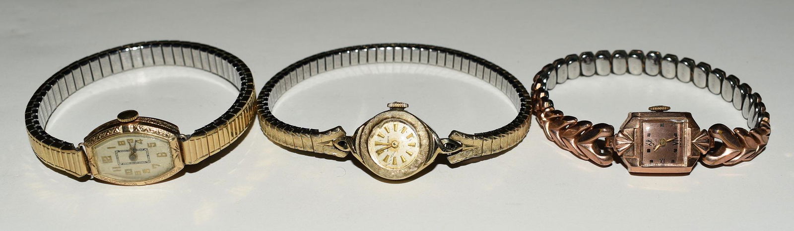 LOT (3) LADIES 14KT YELLOW GOLD/ROSE GOLD WRIST WATCHES (1 of 10)