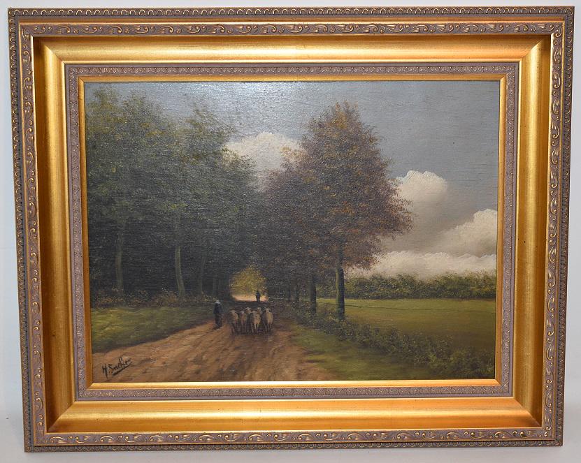 O/C BOARD SUMMER LANDSCAPE SIGNED H. SMELTEW, 19TH C. (1 of 11)