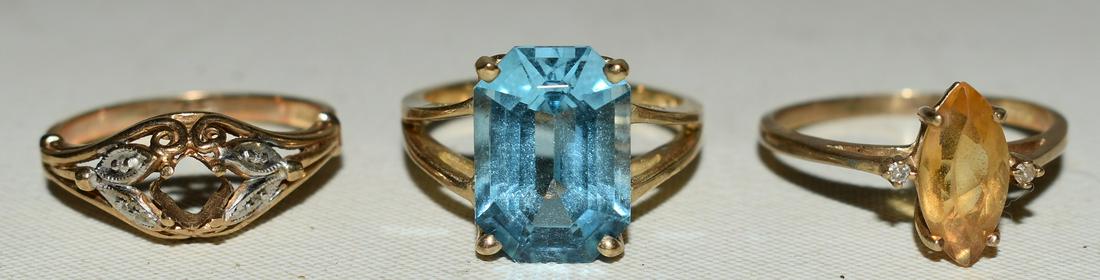 LOT (3) MODERN 10KT YELLOW GOLD RINGS, WEIGHT 9.5 GRAMS (1 of 15)