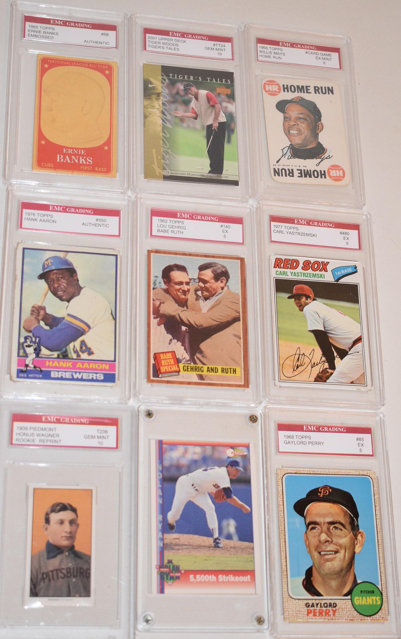 LOT (9) GRADED CARDS TIGER WOODS/GEHRIG & RUTH/GAYLORD (1 of 20)
