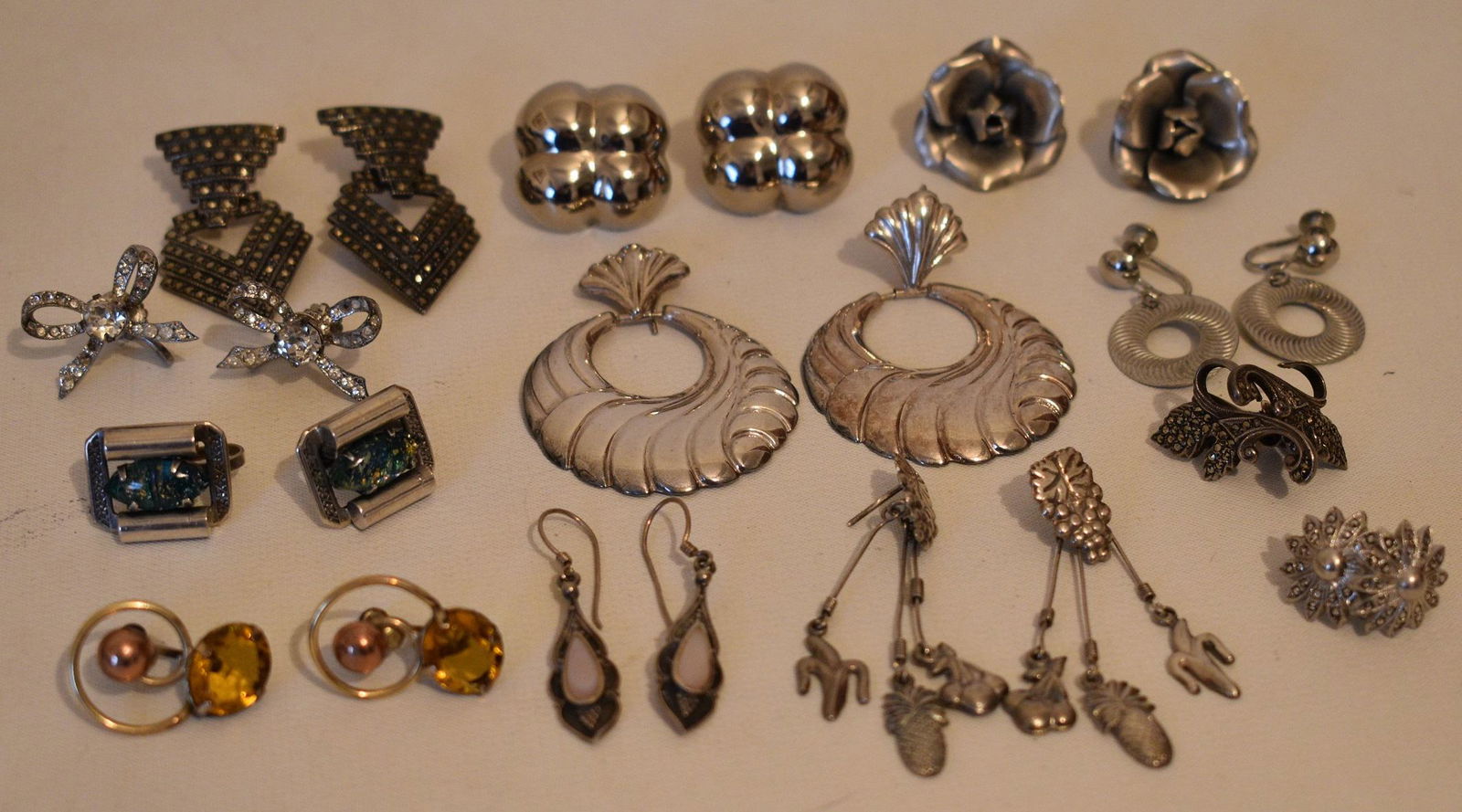 LOT ASSORTED STERLING JEWELRY, 1950/60, WEIGHT 3.2 OZ. (1 of 19)