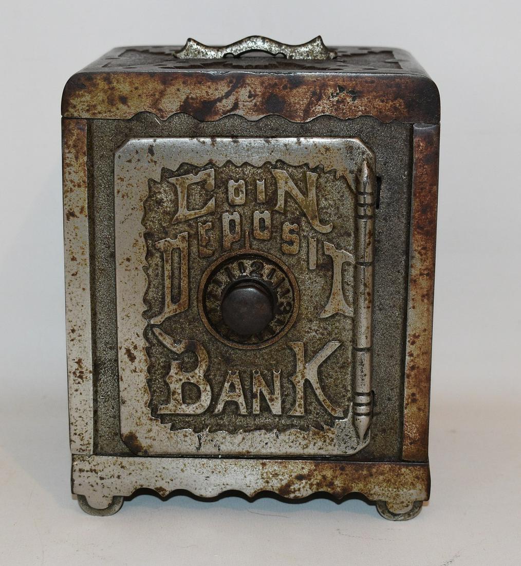 LARGE CAST IRON COIN DEPOSIT COMBINATION BANK, 19TH C. (1 of 10)