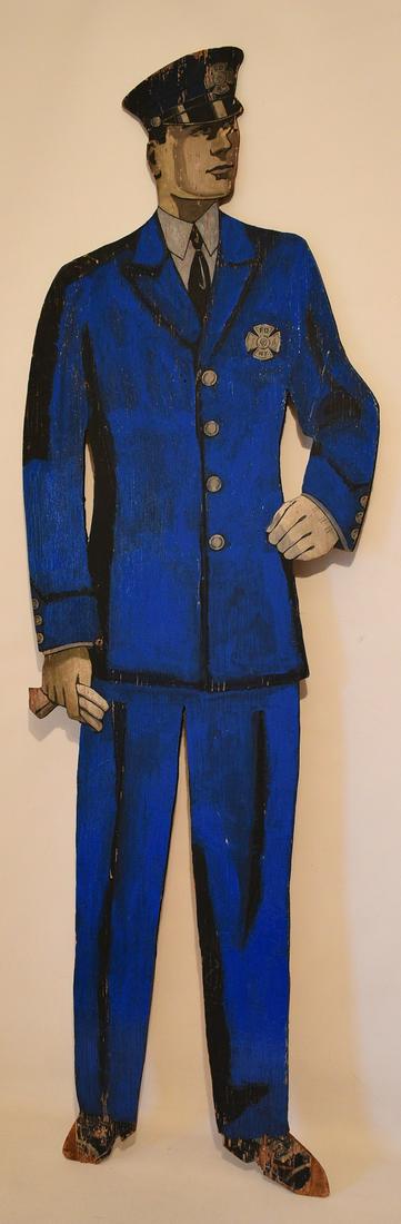VINTAGE PLYWOOD/PAINTED NY PARADE FIREMAN, C. 1920/30 (1 of 15)