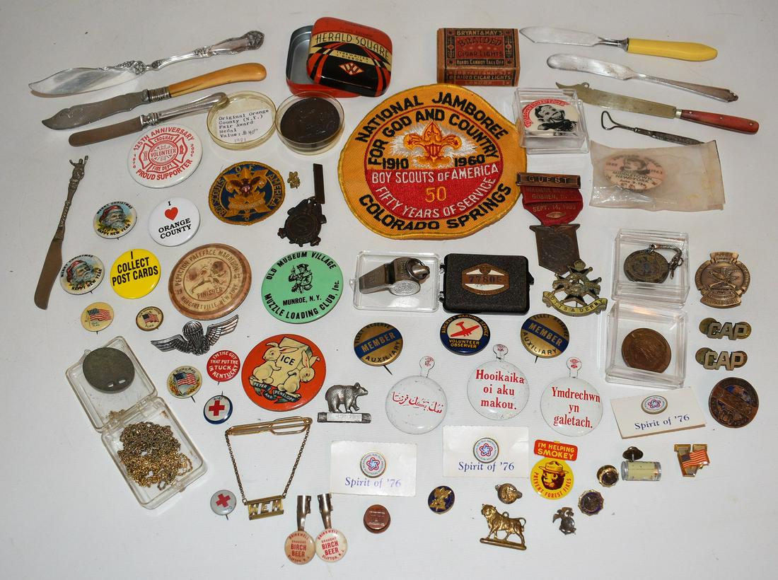 ASST. VINTAGE PINS, BUTTONS & BADGES INCL. DIKEMAN HOSE (1 of 18)
