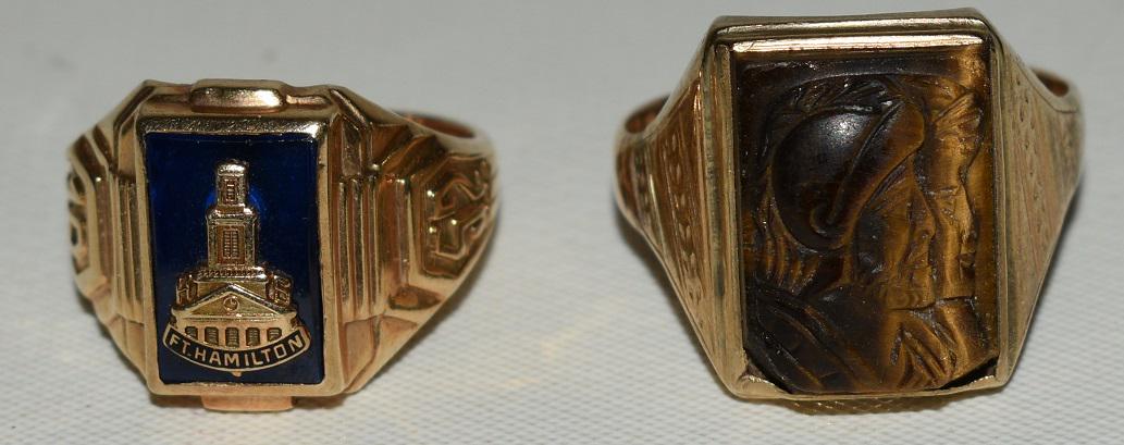 LOT (2) DECO 10KT YELLOW GOLD HIGH SCHOOL/ONYX RINGS (1 of 9)