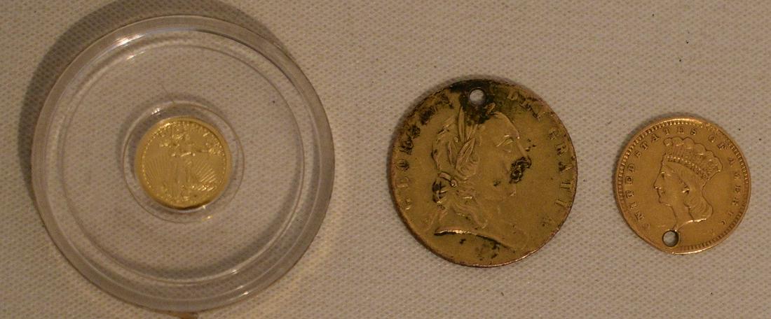 LOT (3) GOLD COINS INCL. 1862 1 DOLLAR PRINCESS, 1788 (1 of 11)