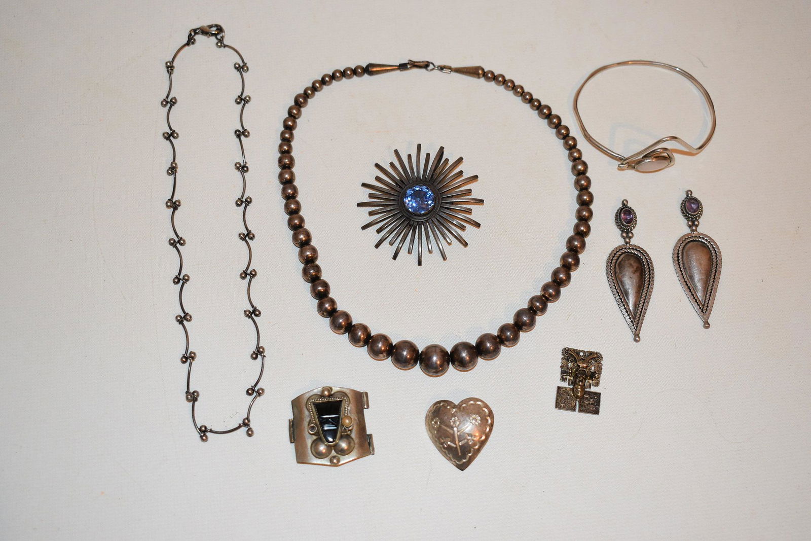 LOT ASSORTED STERLING JEWELRY, 1950/60, WEIGHT 2.9 OZ. (1 of 18)