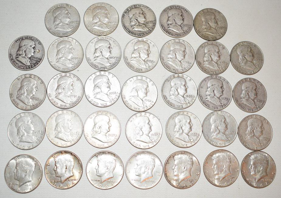 LOT ASST. KENNEDY/FRANKLIN SILVER HALF DOLLARS (1 of 16)