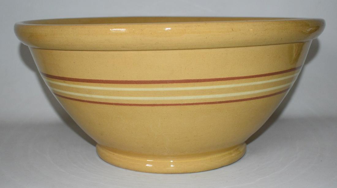 HUGE COUNTRY YELLOWARE BOWL W/ BAND DECORATION, 19TH C. (1 of 9)