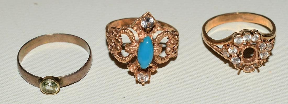 LOT (3) EUROPEAN 14KT RINGS, WEIGHT 11.3 GRAMS (1 of 11)