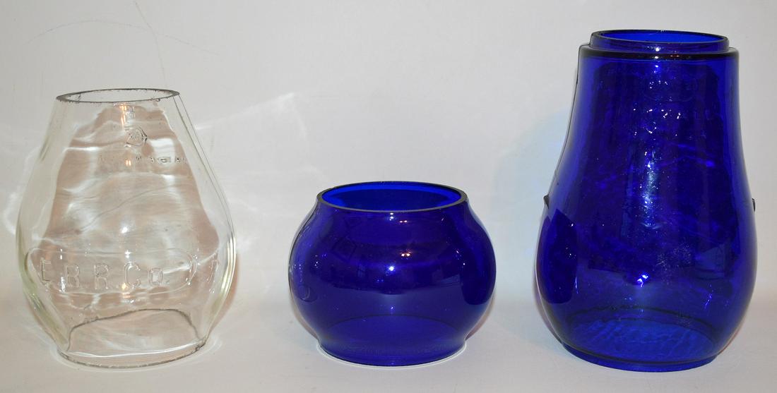 EARLY R.R./FIREMEN'S GLOBES INCL. 2 BLUE & 1 W/ E.R.R. (1 of 13)