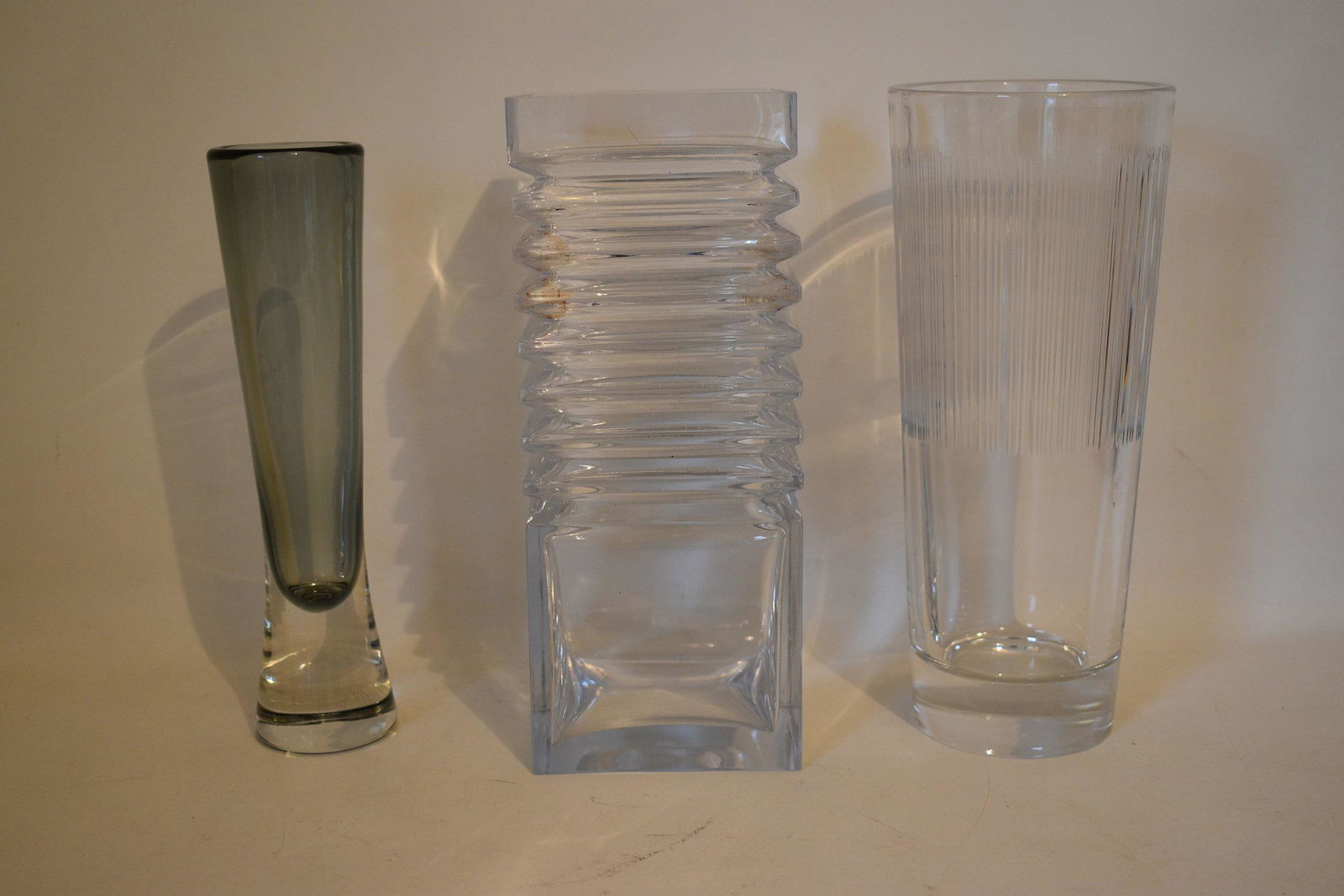 3 ART GLASS CRYSTAL VASES INCL. DURAND, HADELAND 1958 (1 of 19)