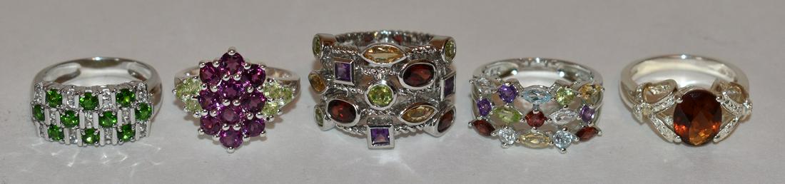 (5) CONTEMPORARY STERLING RINGS INCL. GARNET, PERIDOT (1 of 15)