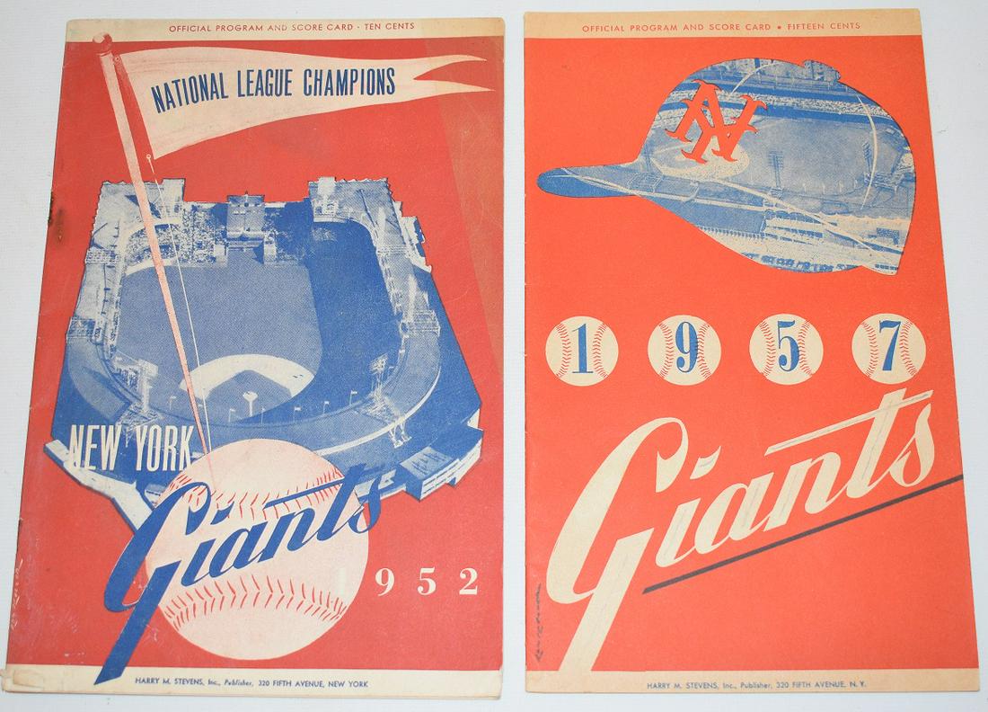 LOT (2) NEW YORK GIANTS BASEBALL PROGRAMS W/ SCORECARDS (1 of 9)