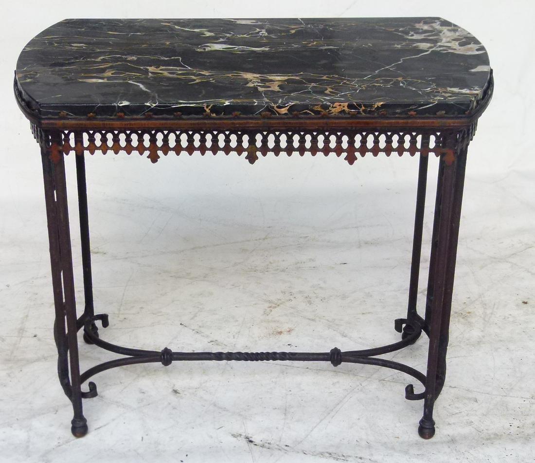 OSCAR BACH ART DECO IRON/MARBLE SIDE TABLE, C. 1920/30 (1 of 20)