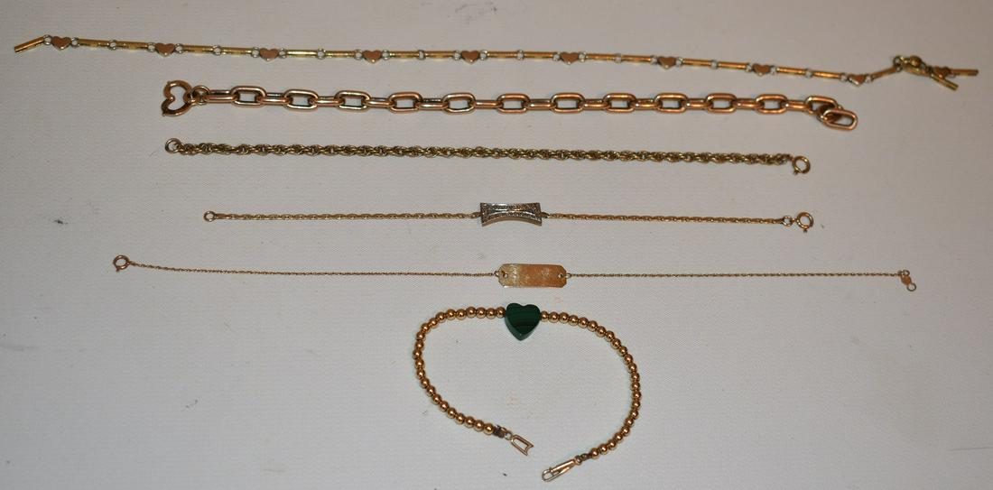 LOT ASSORTED 14KT YELLOW GOLD BRACELETS, C. 1950/80 (1 of 20)