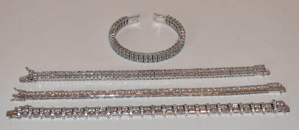 LOT (4) CONTEMPORARY STERLING, CUBIC ZIRCONIA BRACELETS (1 of 18)