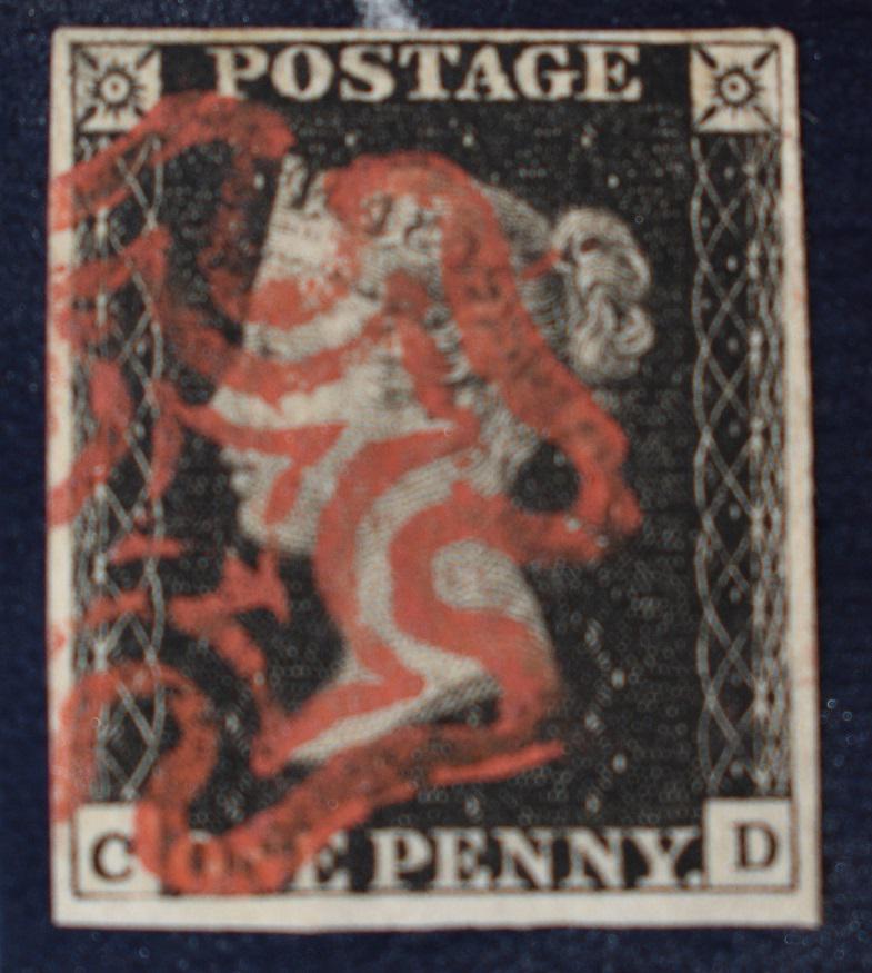 RARE GREAT BRITAIN QUEEN VICTORIA PENNY BLACK STAMP (1 of 3)