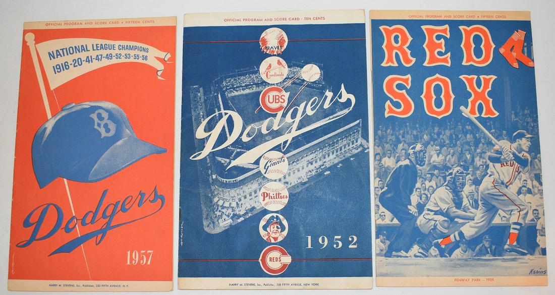 3 BASEBALL PROGRAMS W/ SCORECARDS INCL. 1952 DODGERS (1 of 12)